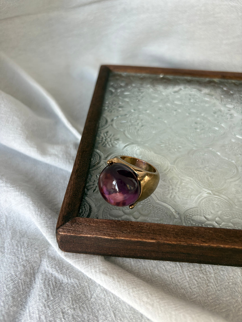Purple Crystal Statement Ring