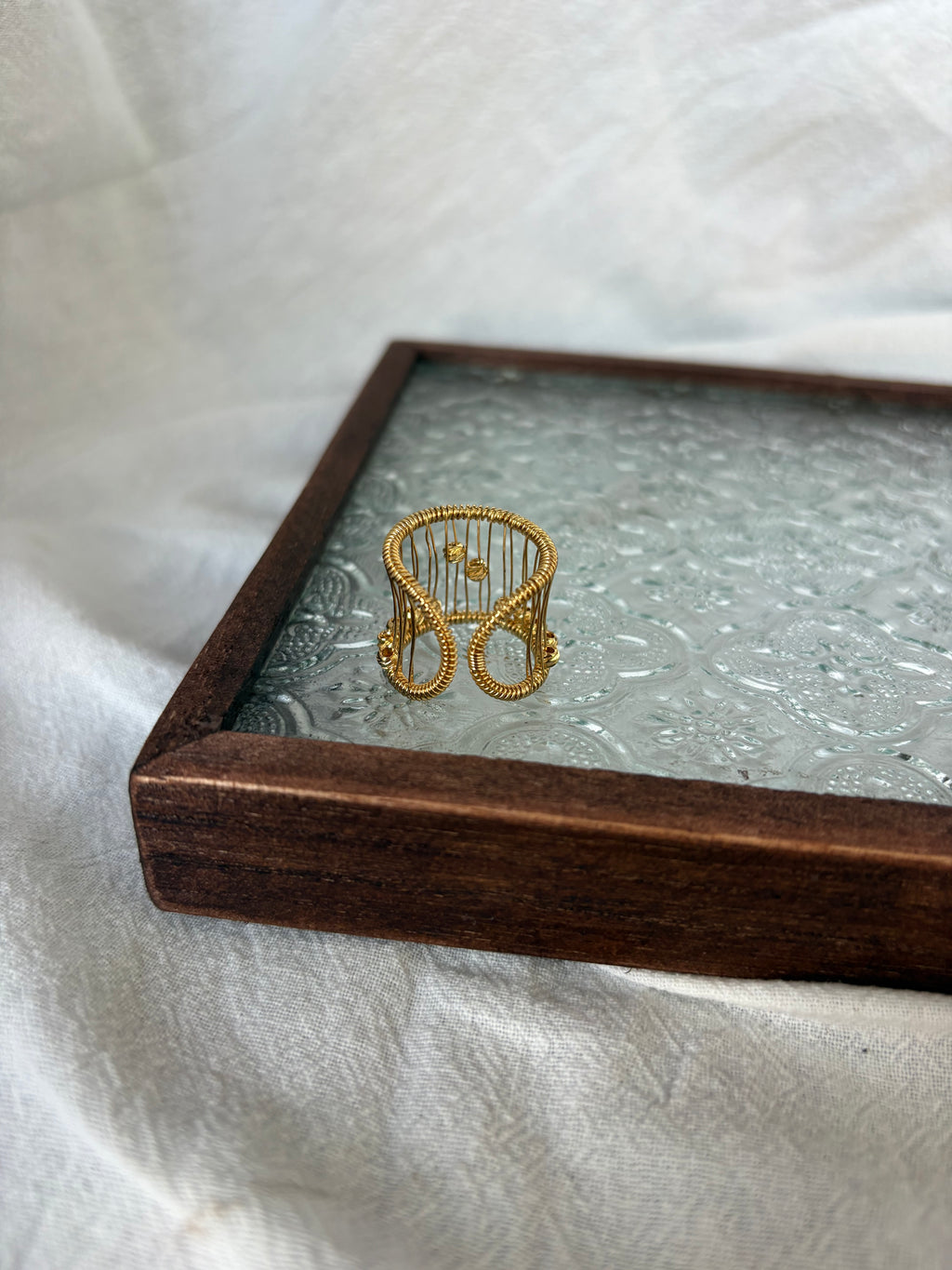 Golden Sculptural Open Ring