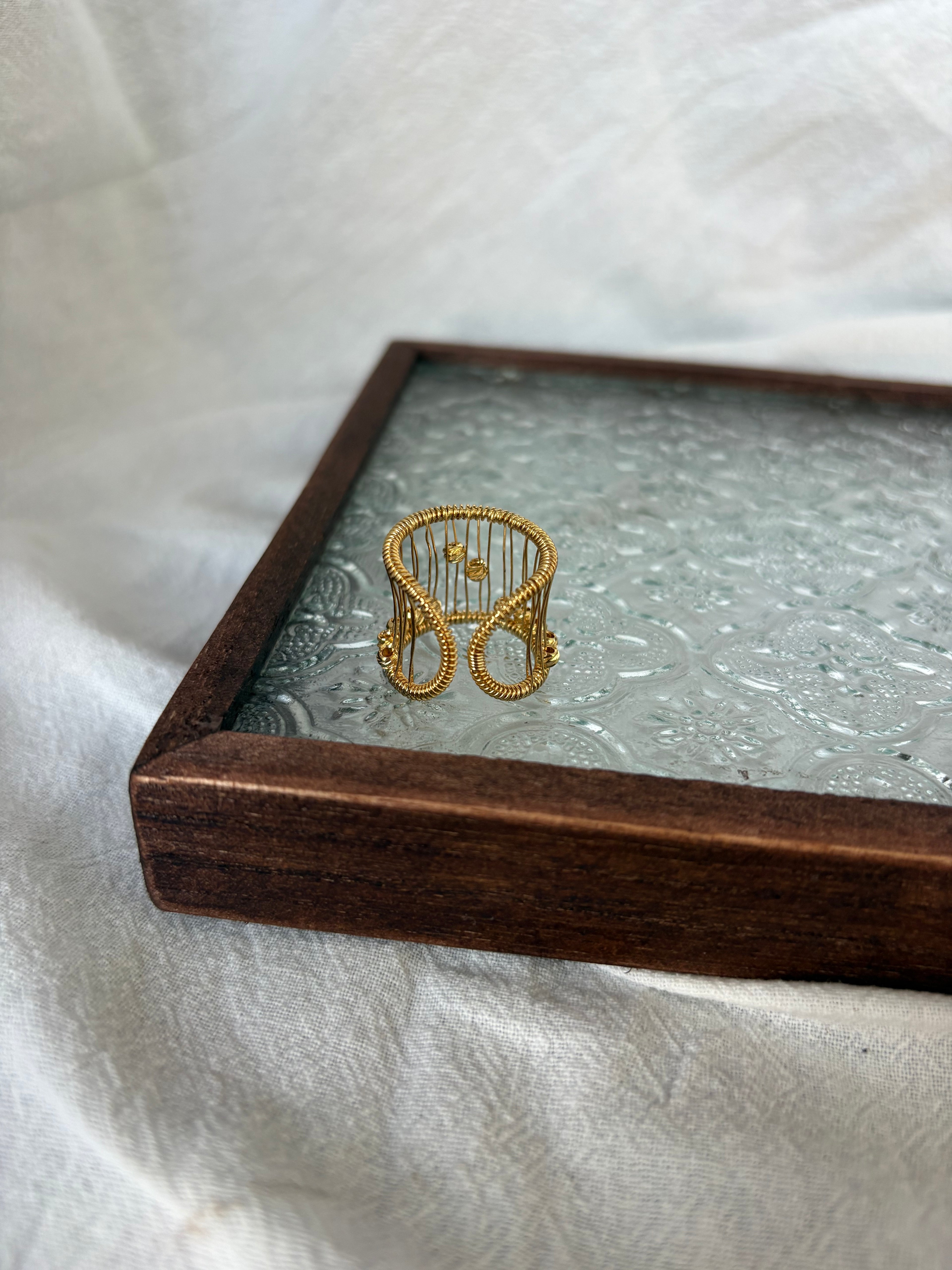 Golden Sculptural Open Ring